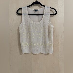 Express Women's White Embroidered Blouse